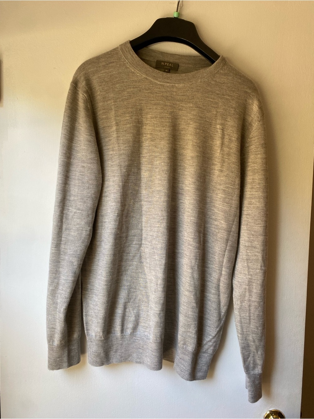 Cashmere and silk blend Men's Light Gray Crewneck Sweater